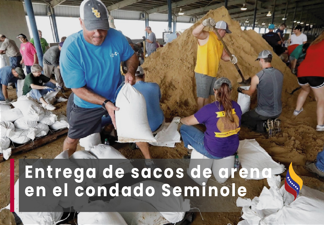 Entrega de sacos de arena en el condado Seminole