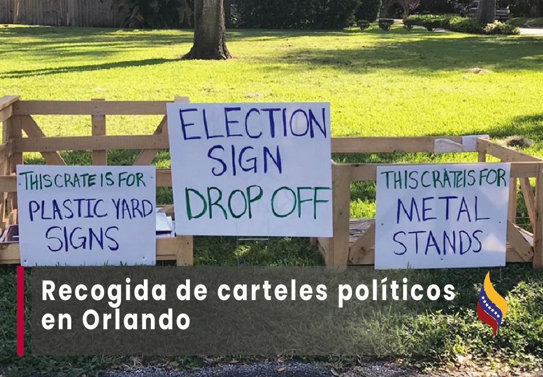 Recogida de carteles políticos en Orlando