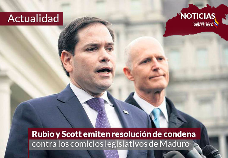 Rubio y Scott emiten resolución de condena contra los comicios legislativos de Maduro