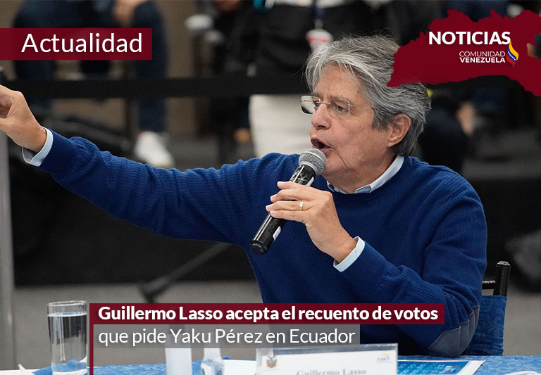 Guillermo Lasso acepta el recuento de votos que pide Yaku Pérez en Ecuador
